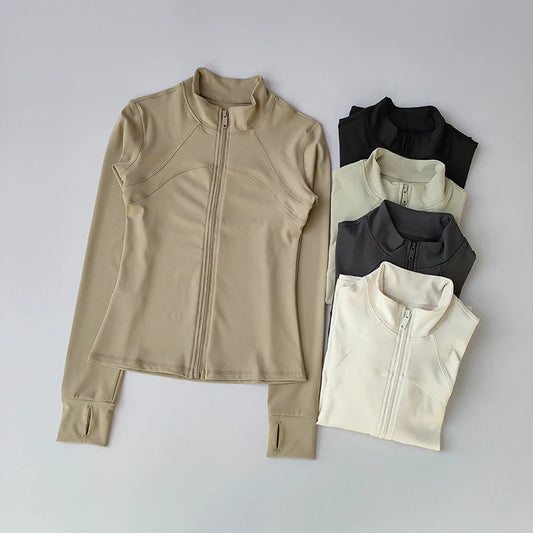 Yoga Suit Women's High-end Standing Collar Long-Sleeved Sports Jacket