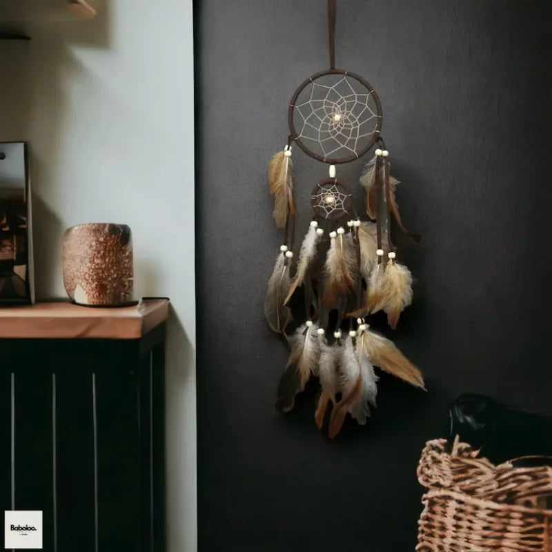 1 Pc Indian Dream Catcher with Brown Feathers