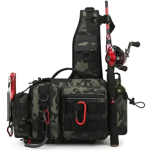 Fishing Tackle Backpack with Rod Holder & Gear Storage Bag – Sling Shoulder Pack for Men