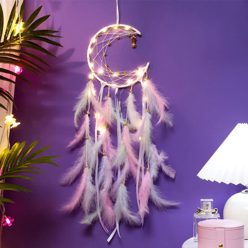 Moon Dream Catcher Feather Wind Chimes