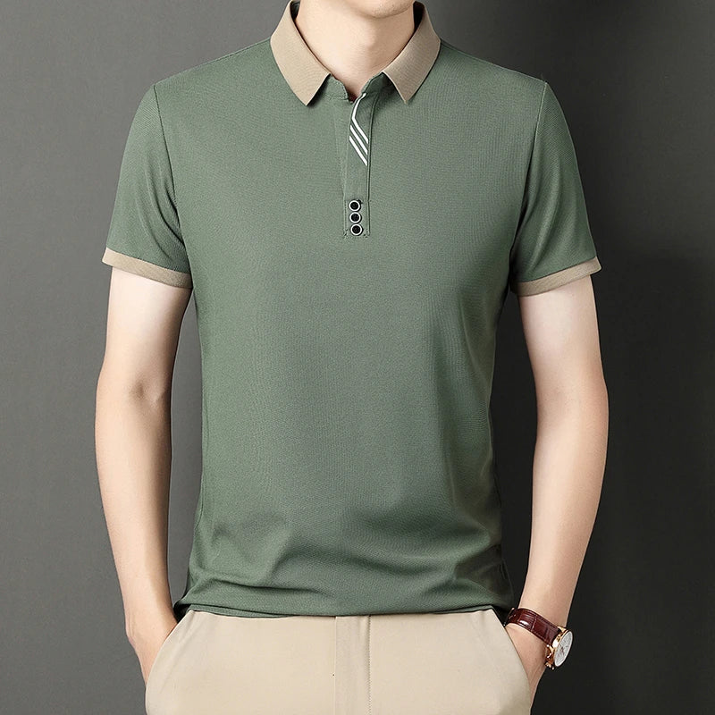 Men’s Solid Color Casual Short Sleeve Polo Shirt