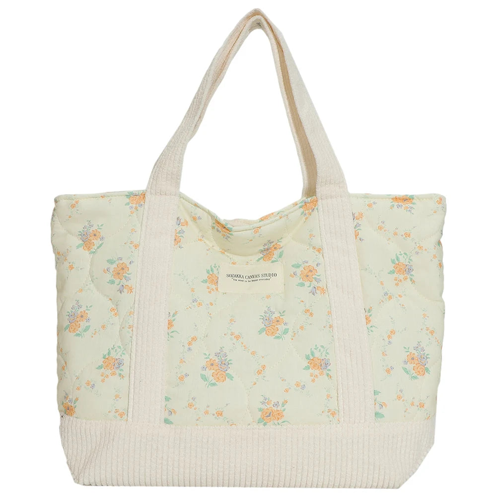 Quilted Floral Tote Bag