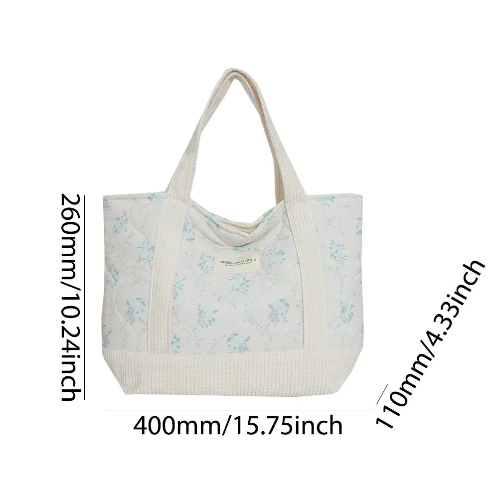 Quilted Floral Tote Bag