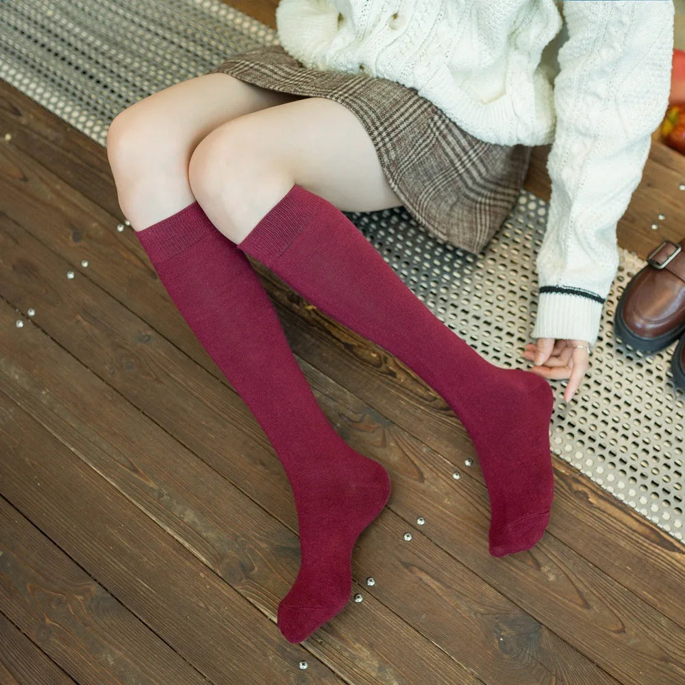 Cotton Knitting Knee-High Socks