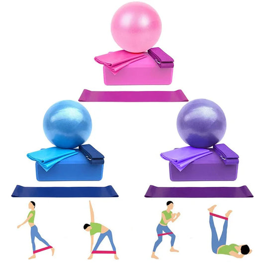 Yoga Equipment Set With Blocks Ball Stretching Strap