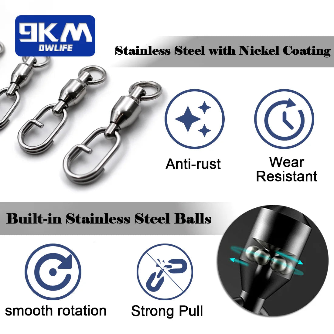 Fishing Swivels Snap & Ball Bearing Swivel Connectors Set