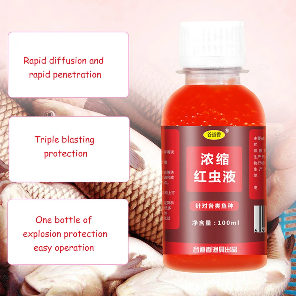 60/100ML Liquid Fish Bait Concentrated Additive – Red Worm Scent Attractant