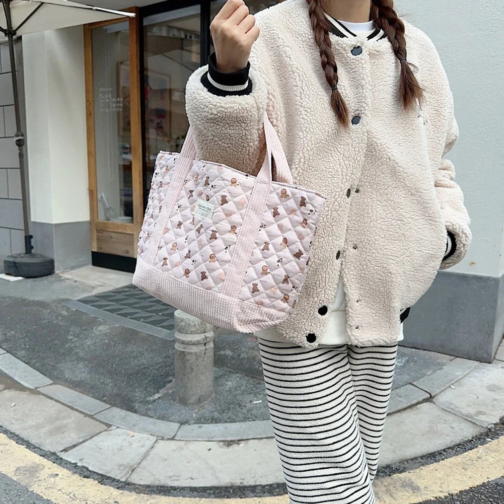 Quilted Floral Tote Bag