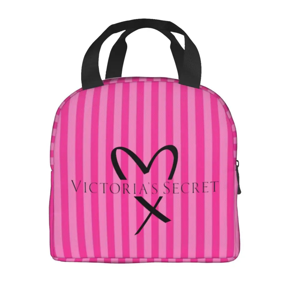 V-Victoria's Secret Stripe Insulated Lunch Bag