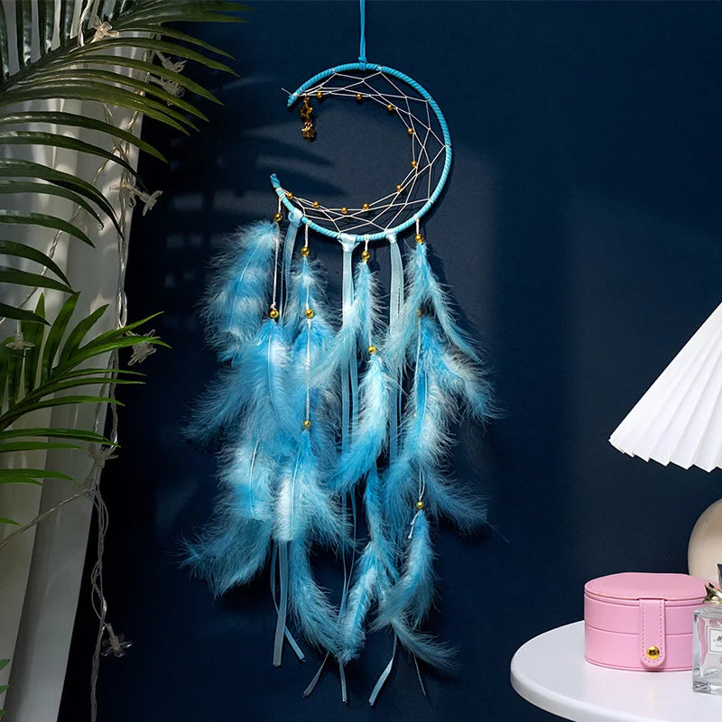 Moon Dream Catcher Feather Wind Chimes