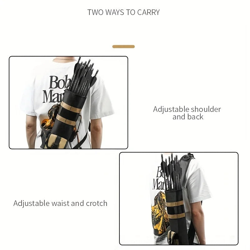 Pskook Archery Lightweight Back Arrow Quiver – Dual Use Foldable Compact Hip Bag with Molle System for Hunting