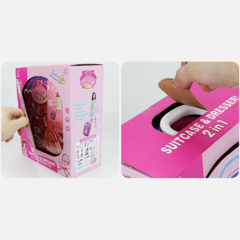 36-Piece Princess Cosmetic Mirror Suitcase Makeup Set for Kids