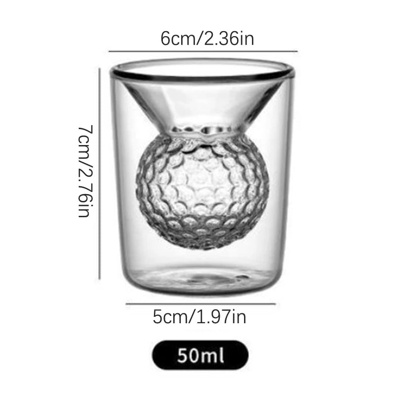 50ml Golf Ball Shape Double-layer Glass Cup