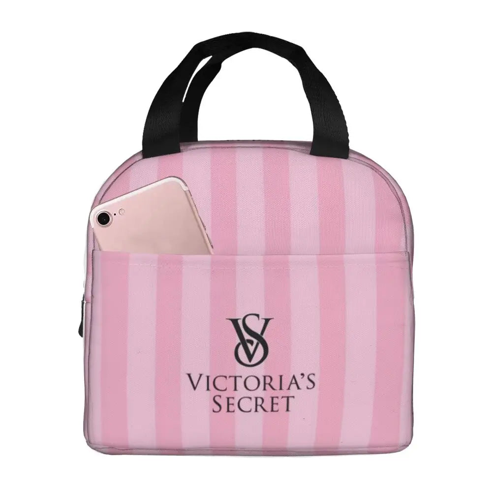 V-Victoria's Secret Stripe Insulated Lunch Bag