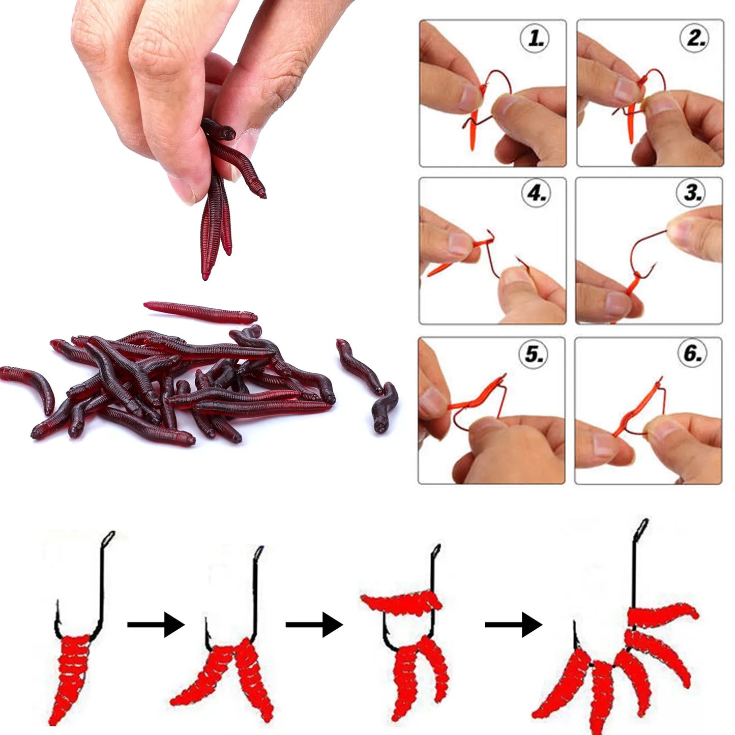 Sougayilang Soft Fishing Lures – 50-200pcs Simulation Worms