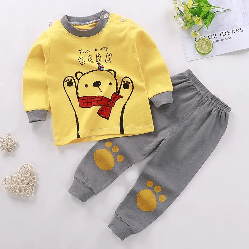 Cartoon Tops & Pants Long Sleeve Pajama Set
