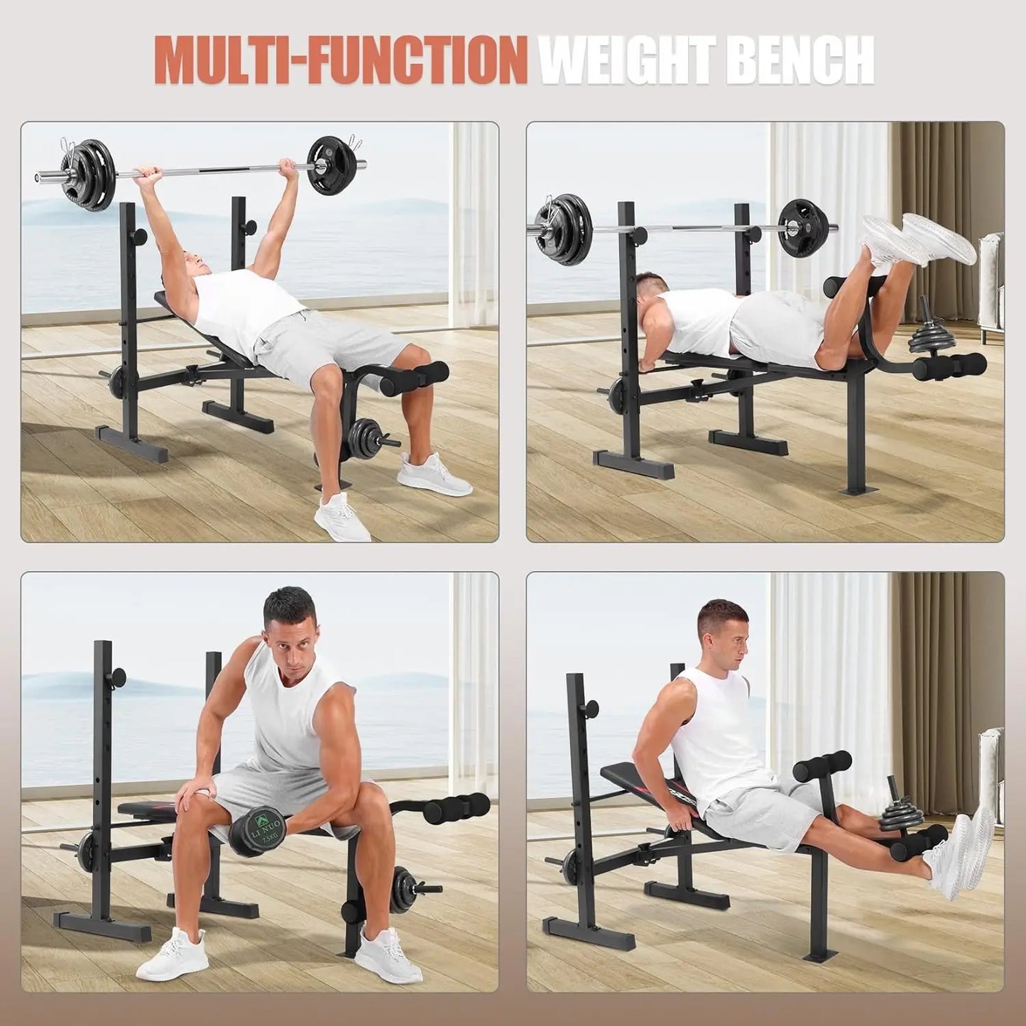 Weight Bench Set with Squat Rack & Leg Extension