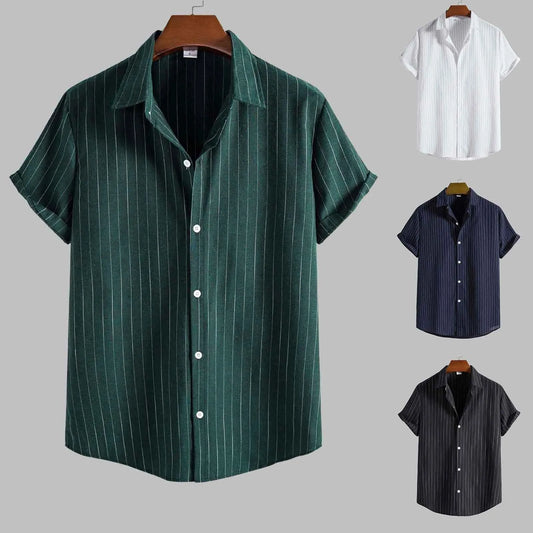Men’s Casual Striped Short-Sleeved Shirt