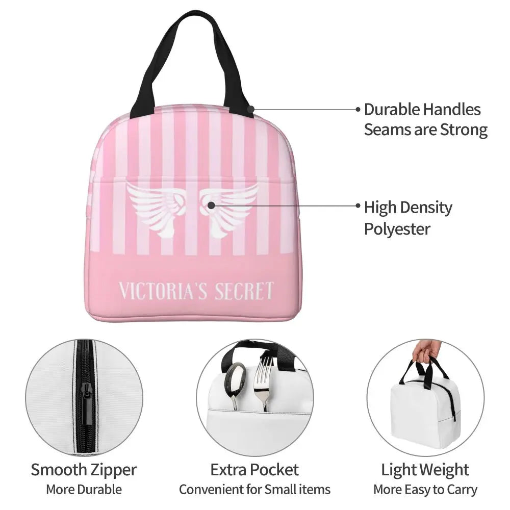 V-Victoria's Secret Stripe Insulated Lunch Bag