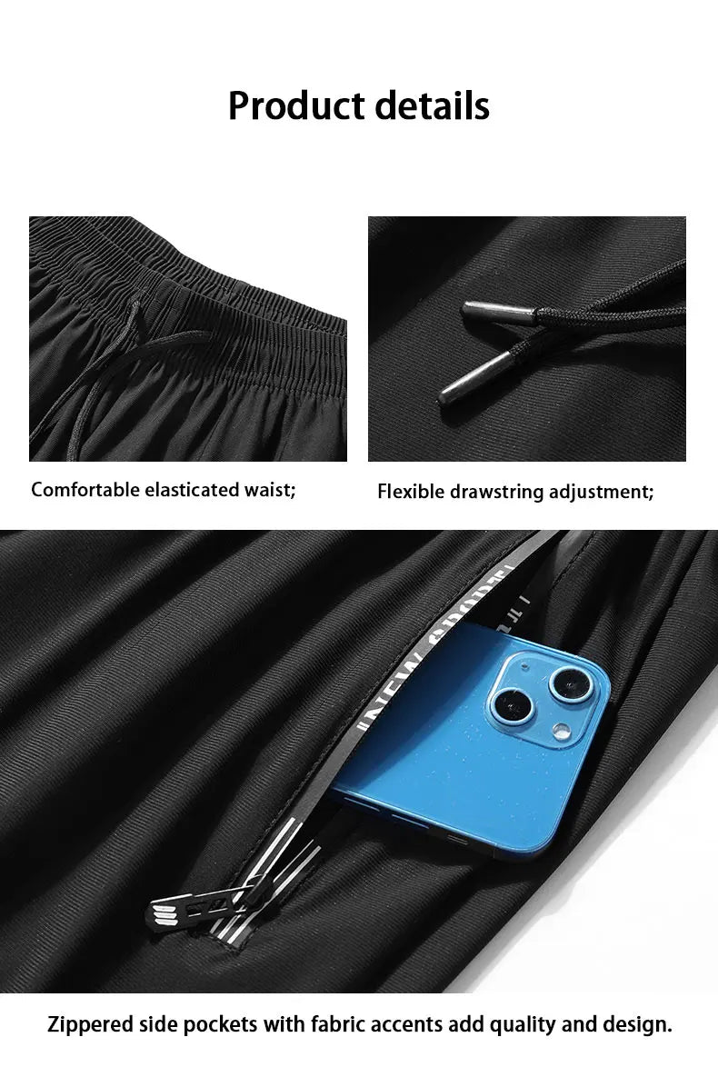 Men’s Quick-Dry Running Pants with Zipper Pockets