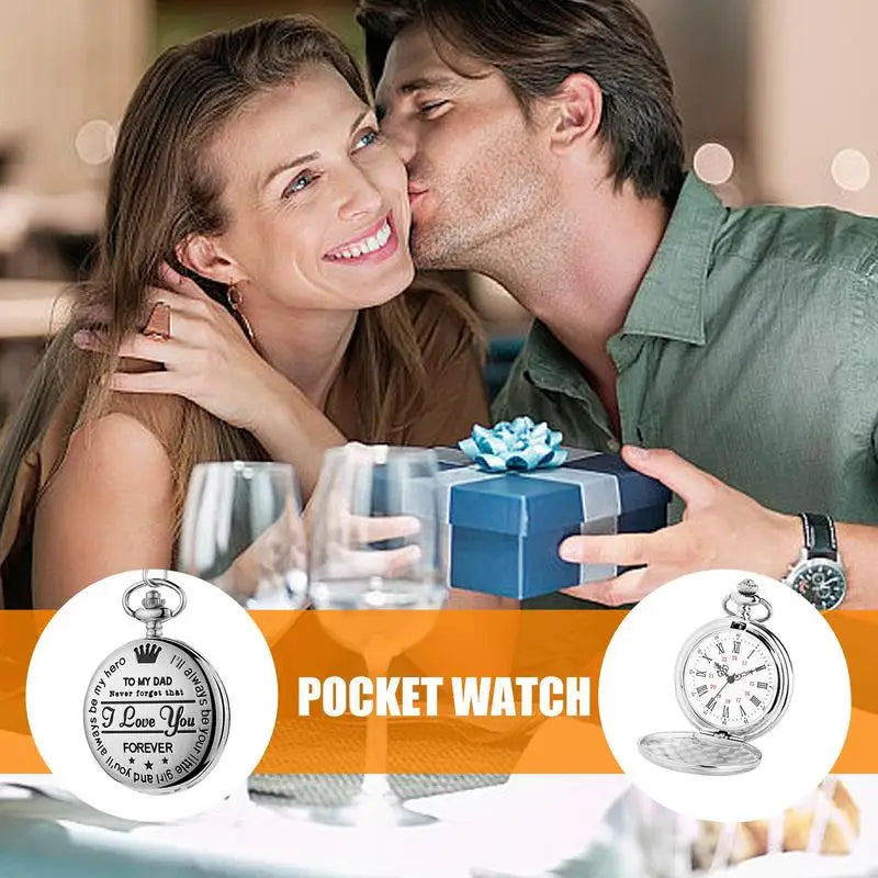 Pocket Watch with Chain Retro Engraving Numeral Watch