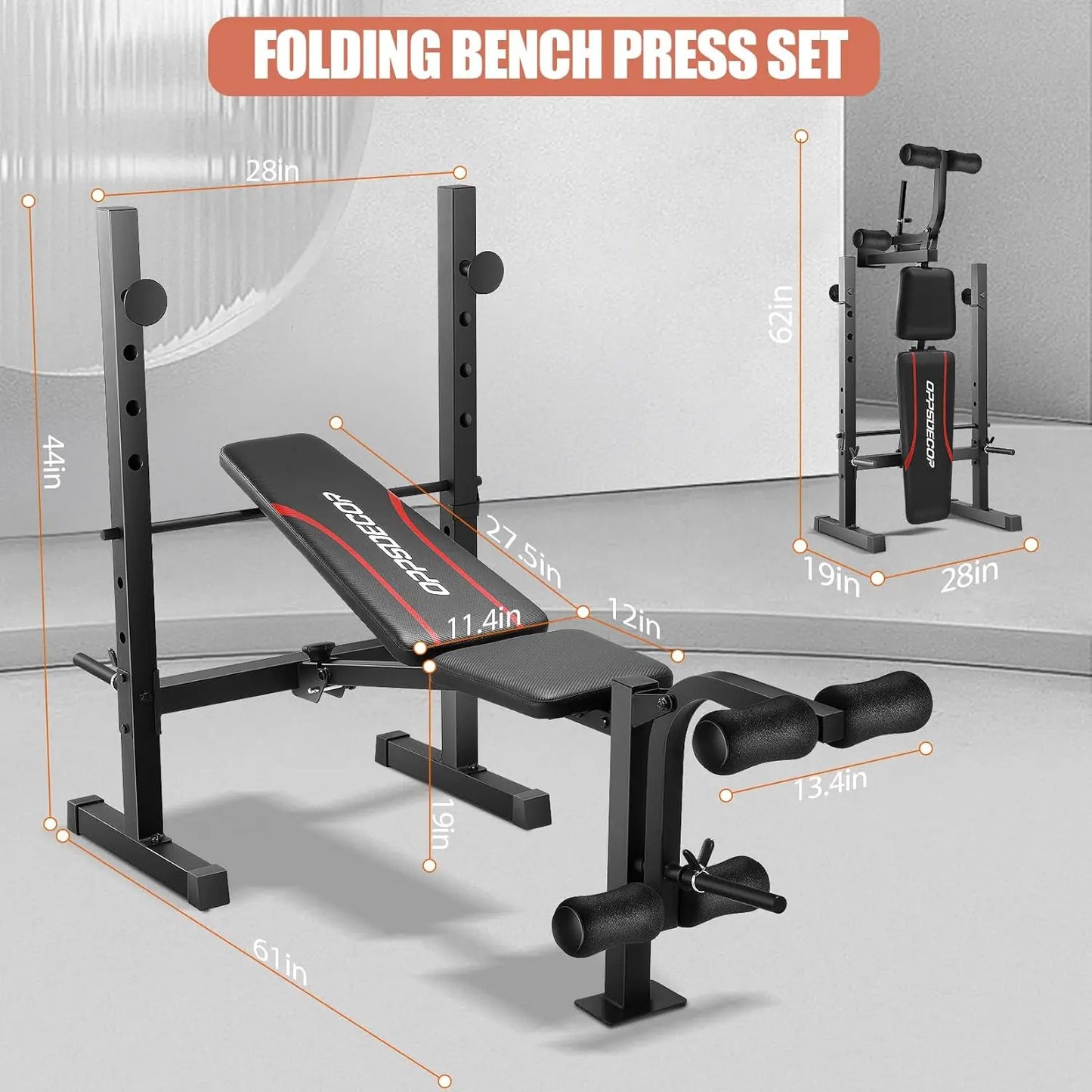 Weight Bench Set with Squat Rack & Leg Extension