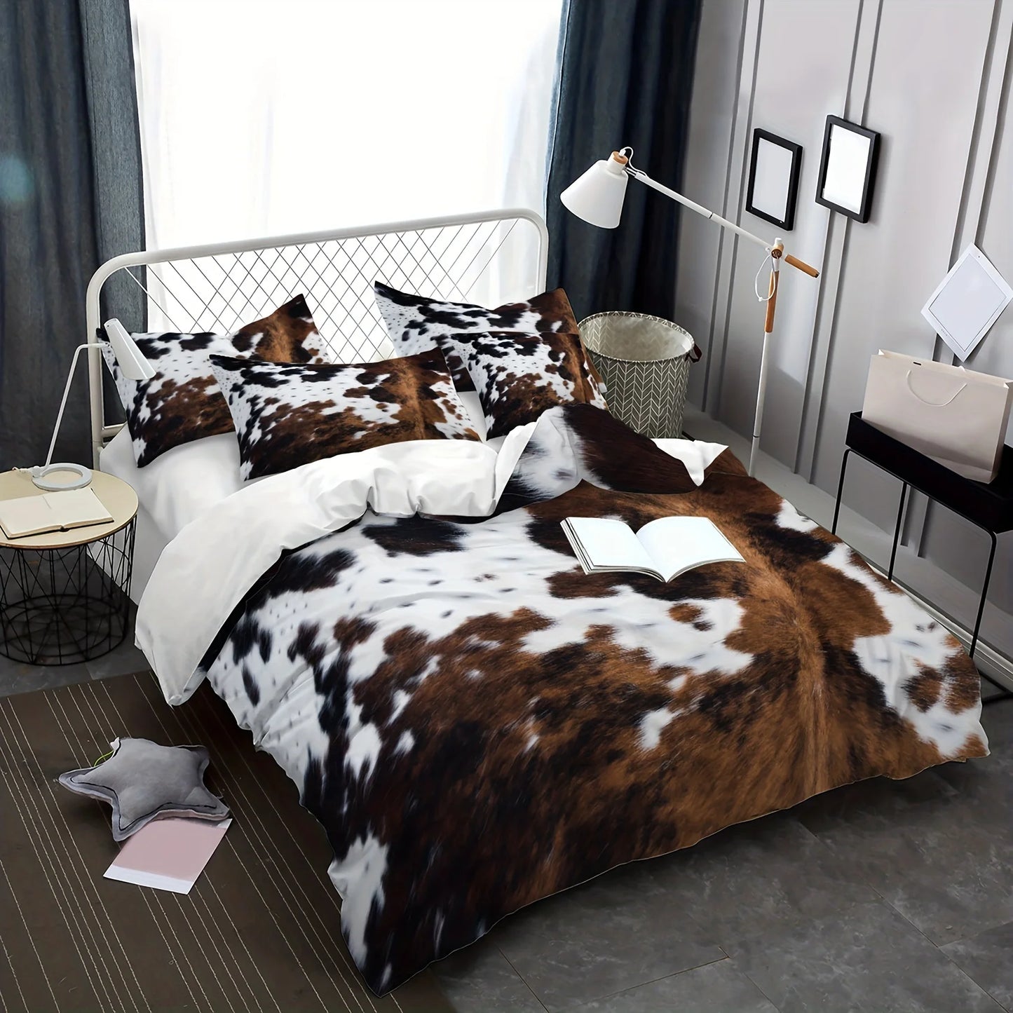 2/3pcs Soft & Plush Cow Pattern Duvet Cover Set
