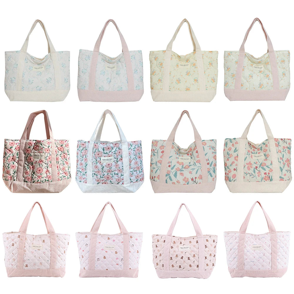 Quilted Floral Tote Bag