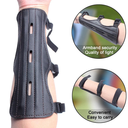 Leather Archery Arm Guard Protector – Adjustable Forearm Protection for Bow & Arrow Hunting and Training