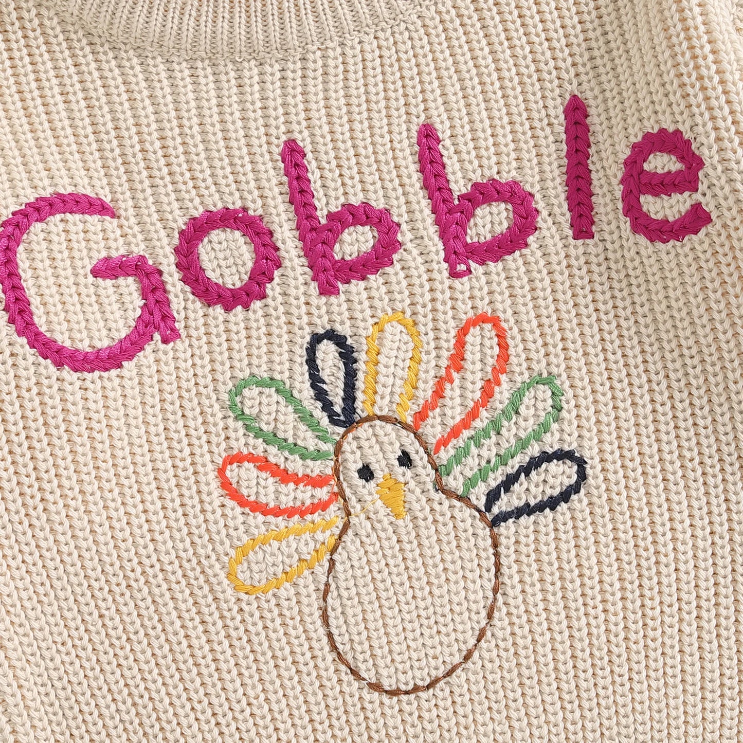 Infant Pullover Embroidery Turkey Sweater Jumper