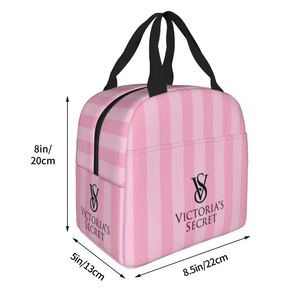 V-Victoria's Secret Stripe Insulated Lunch Bag