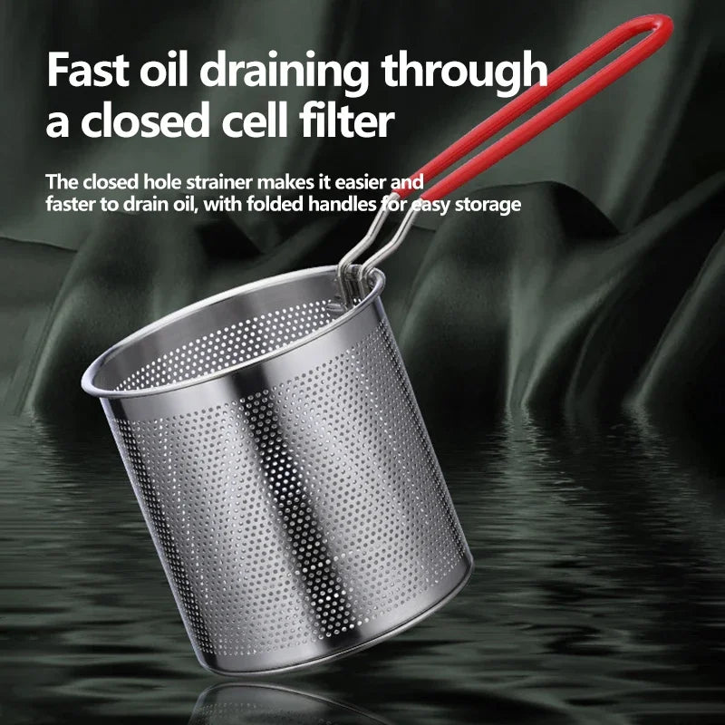 Frying Pan Set – Japanese Deep Oil-Saving Fryer with Tempura Chicken Basket