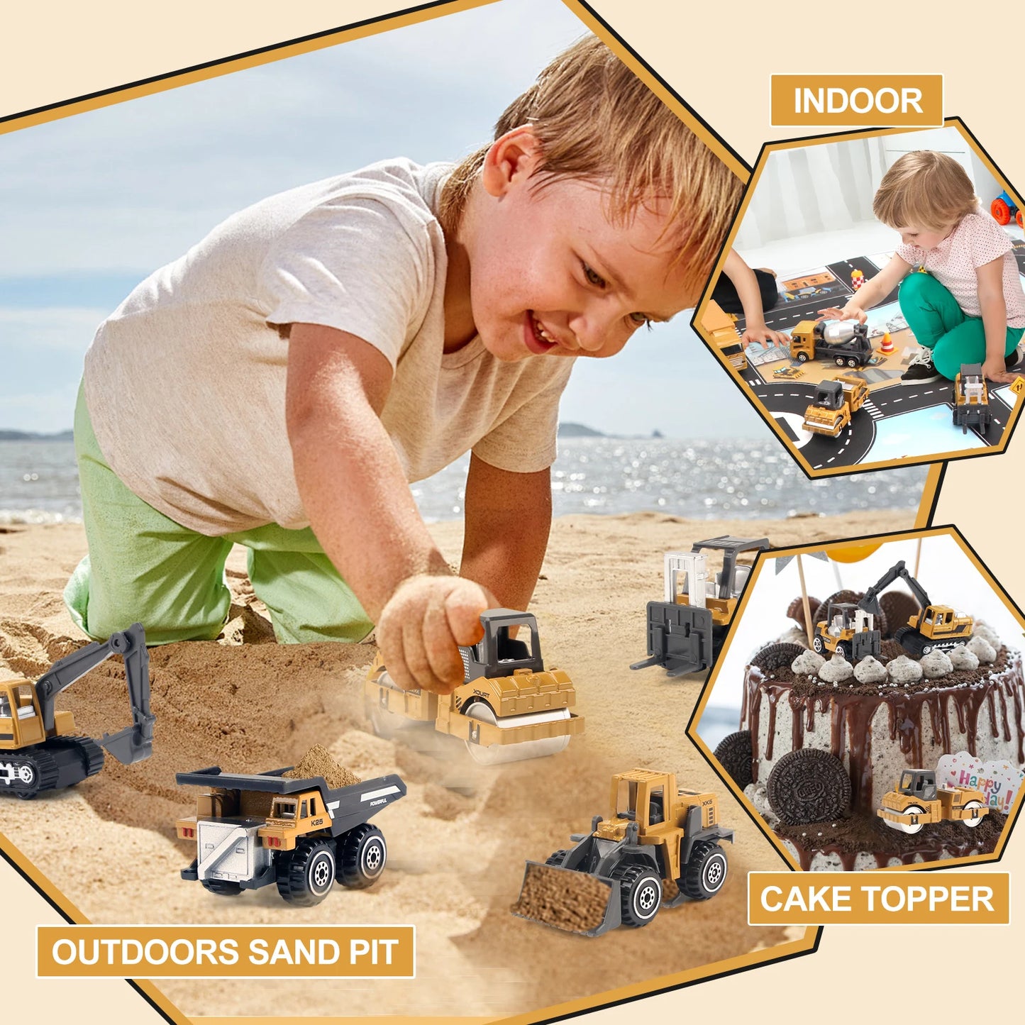 8pcs/set Alloy Engineering Truck Set
