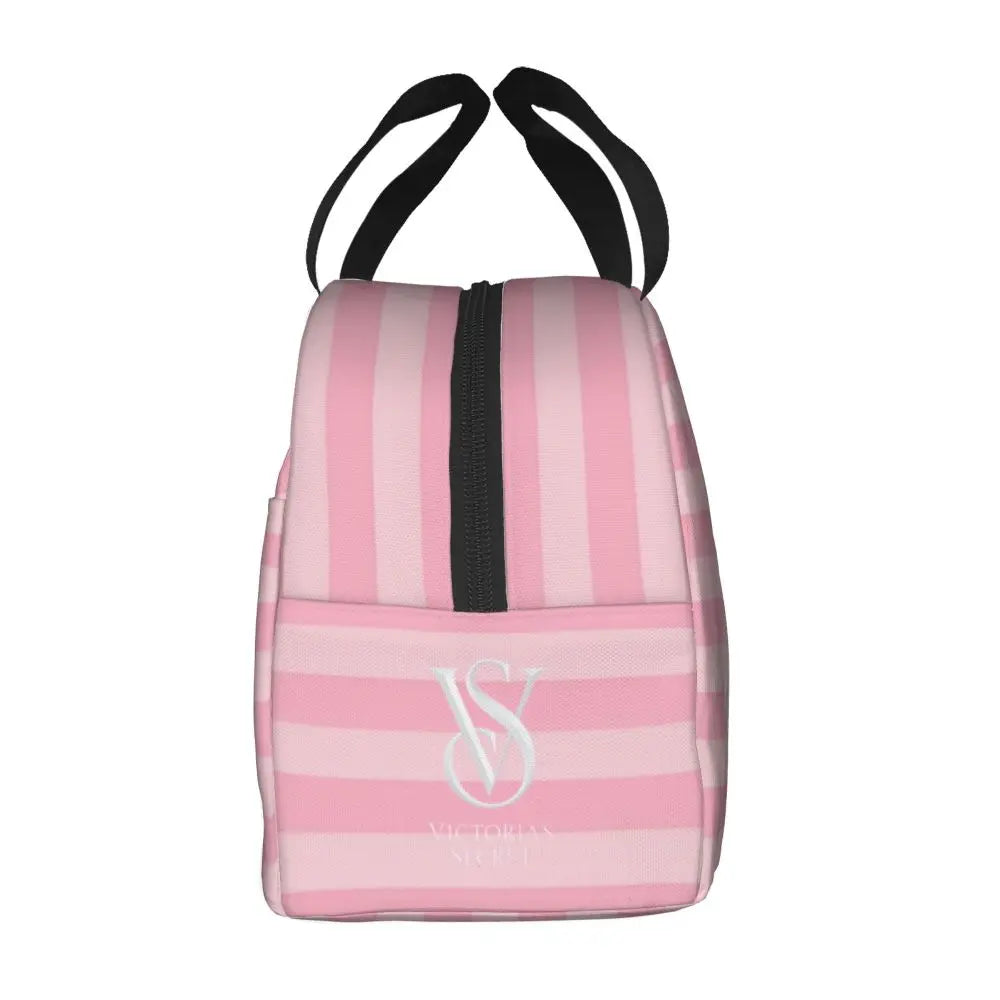 V-Victoria's Secret Stripe Insulated Lunch Bag