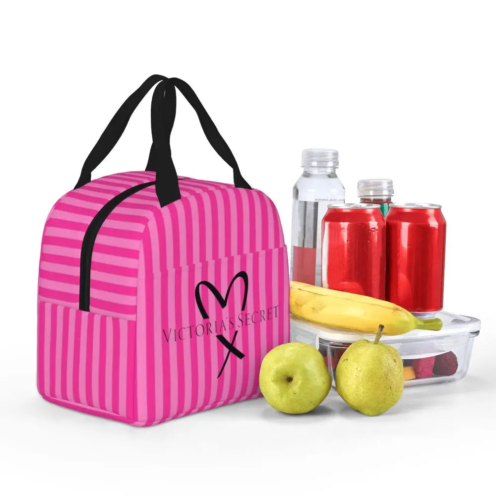 V-Victoria's Secret Stripe Insulated Lunch Bag