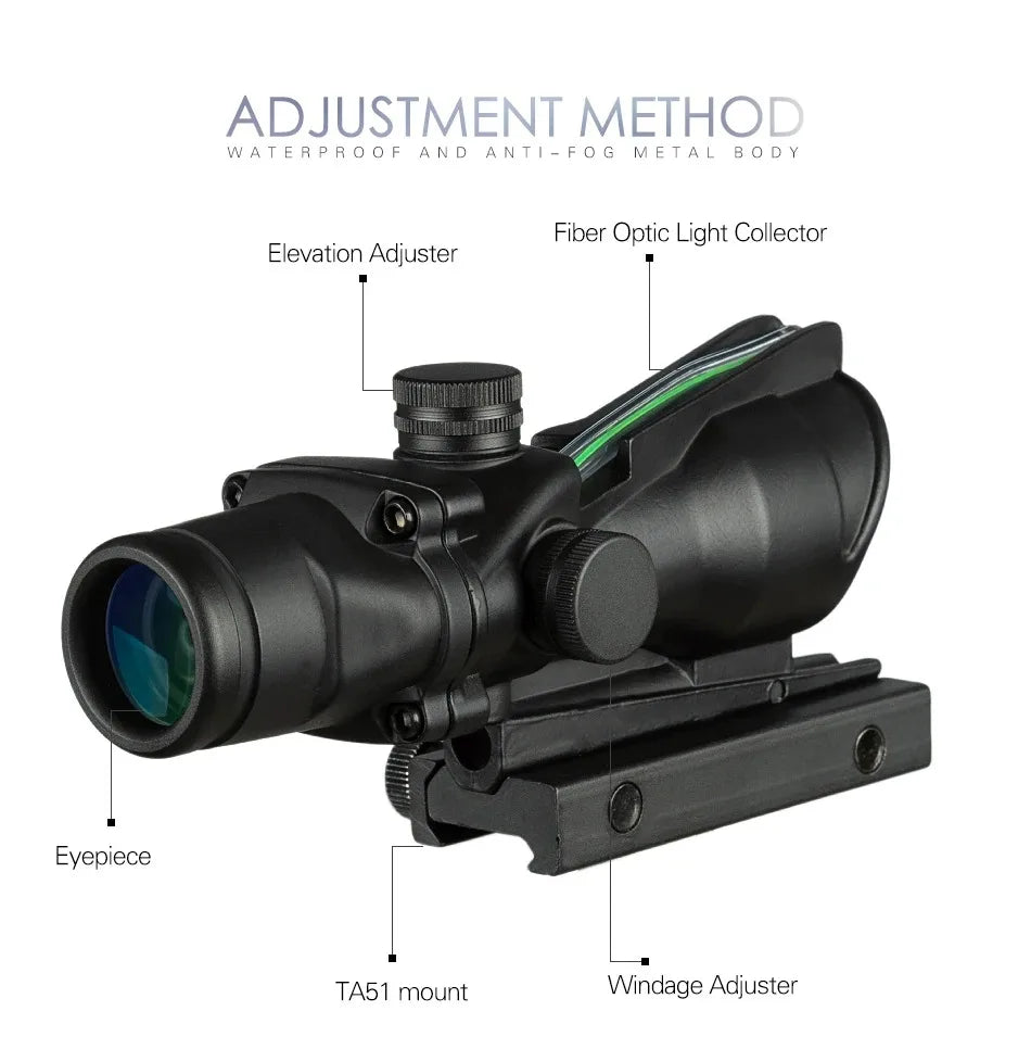 4X32 Hunting Riflescope with Real Fiber Optics & Illuminated Reticle