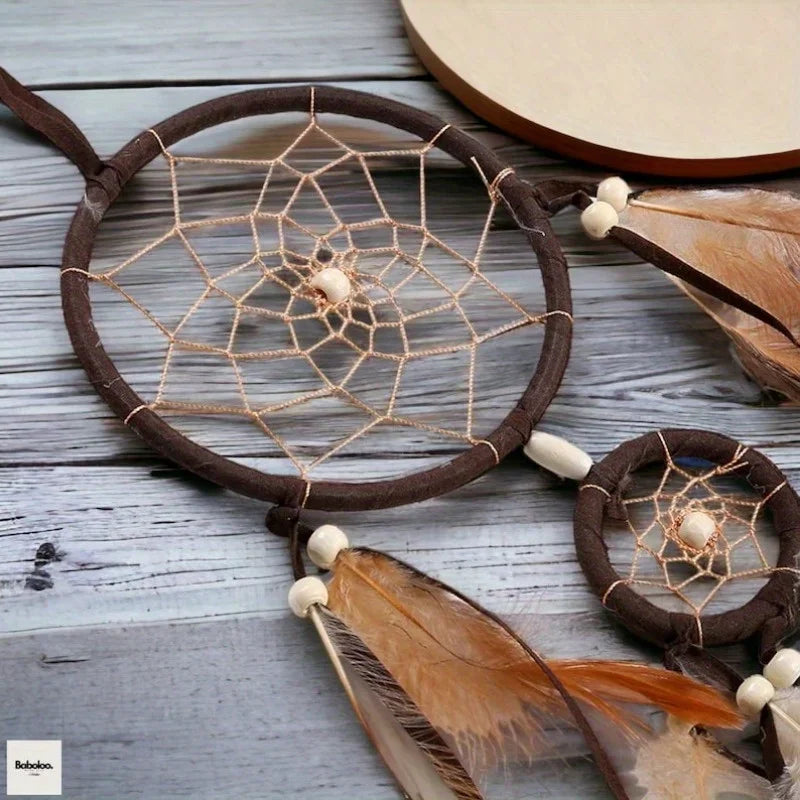 1 Pc Indian Dream Catcher with Brown Feathers