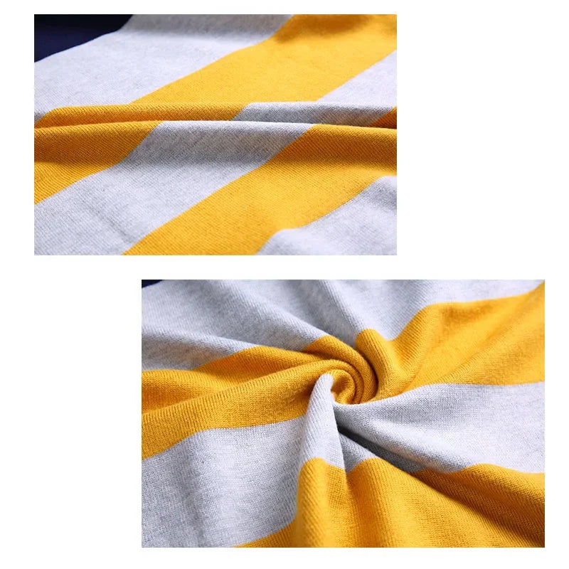 New Men's Casual Striped Long-Sleeved Knitted Shirt