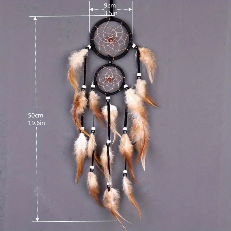 1 Pc Indian Dream Catcher with Brown Feathers