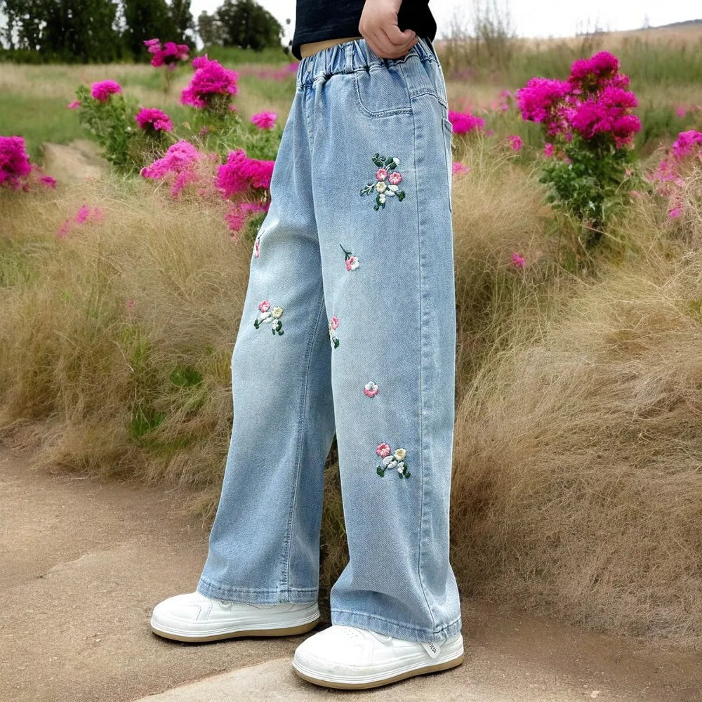 Wide-Leg Denim Trousers