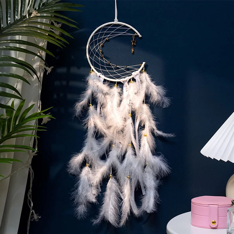 Moon Dream Catcher Feather Wind Chimes