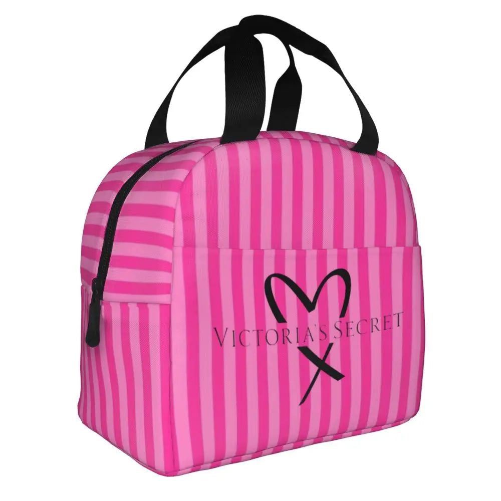 V-Victoria's Secret Stripe Insulated Lunch Bag