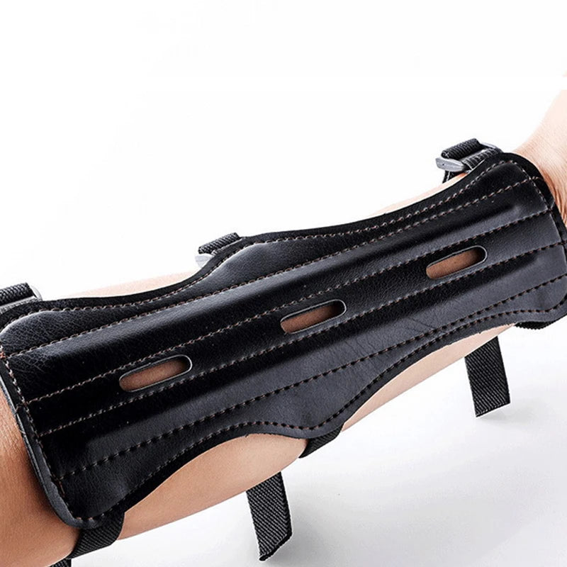 Leather Archery Arm Guard Protector – Adjustable Forearm Protection for Bow & Arrow Hunting and Training
