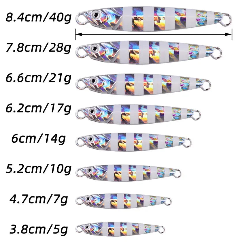 Metal Jig Fishing Lure Set – 3/5/8 Pieces (7g, 10g, 14g, 21g, 28g, 40g)