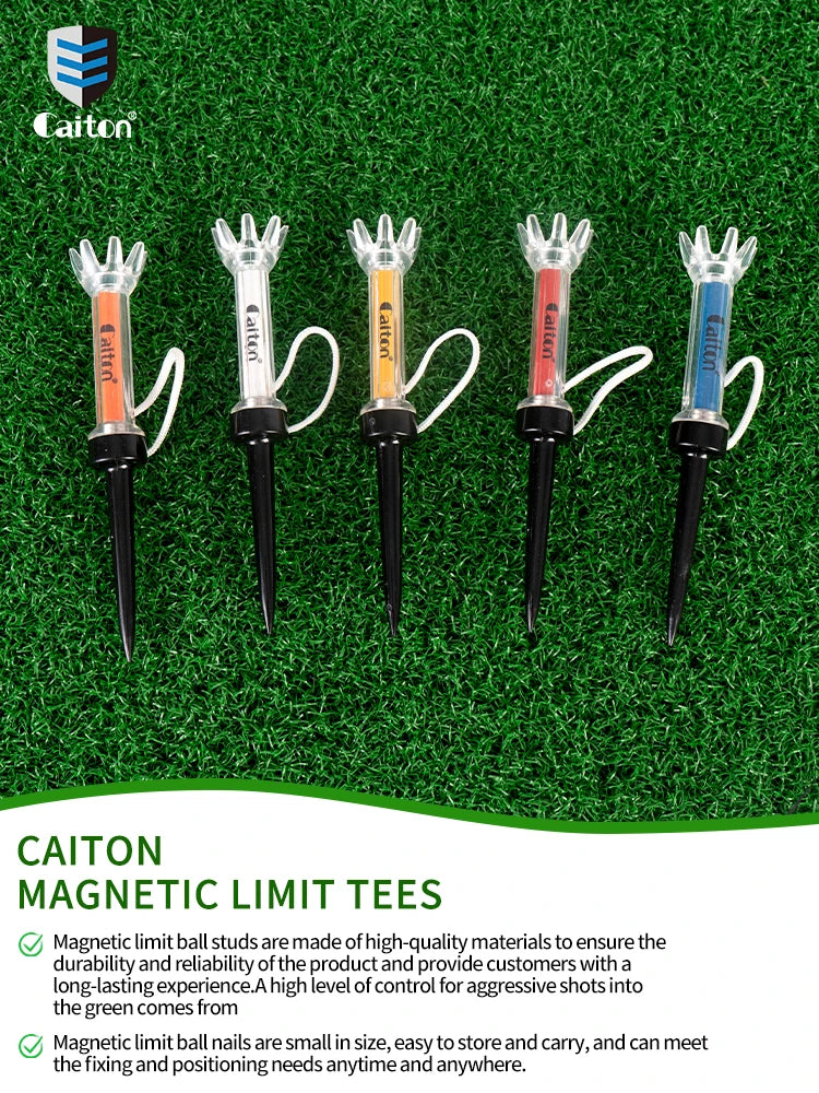 Caiton Magnetic Plastic Golf Tee Set – 5-Piece Durable Tees with 360° Bounce Design for Enhanced Performance