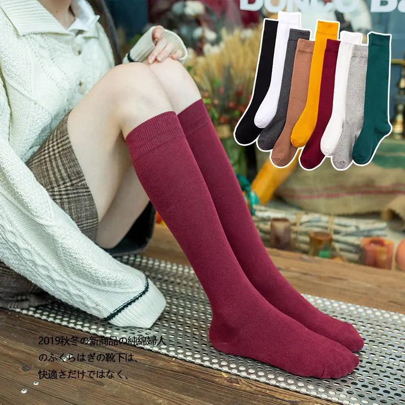 Cotton Knitting Knee-High Socks