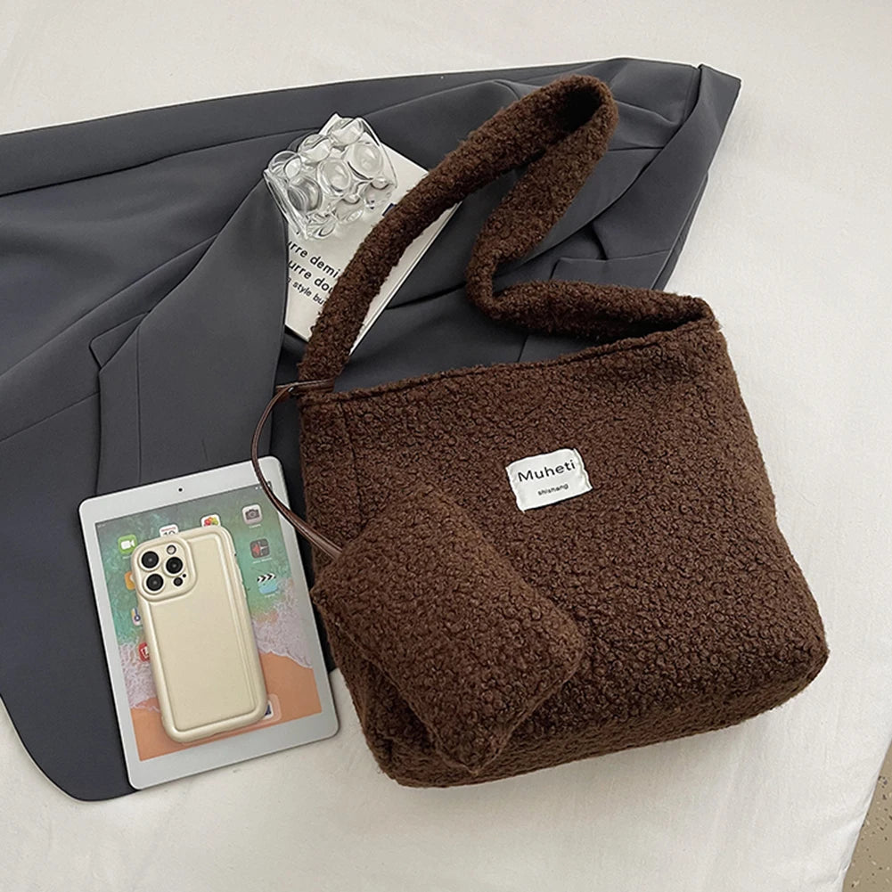 Lamb Wool Shoulder Bag for Women