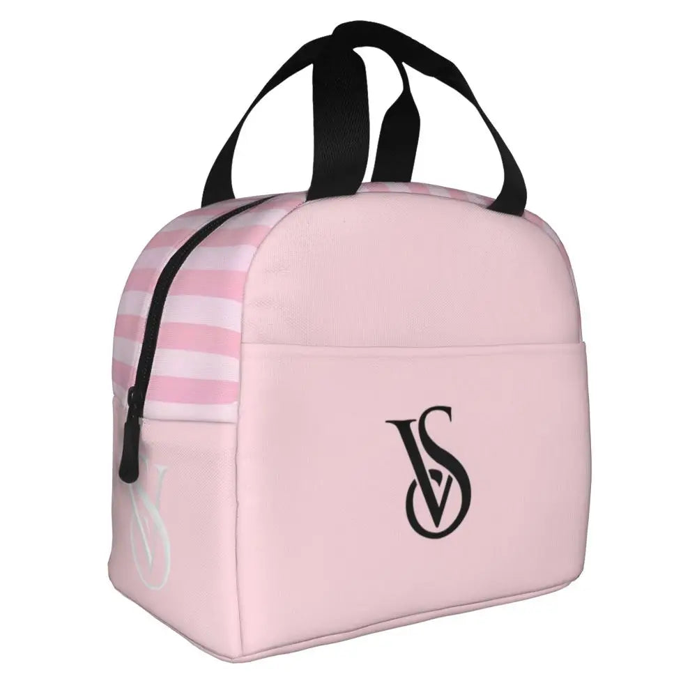 V-Victoria's Secret Stripe Insulated Lunch Bag