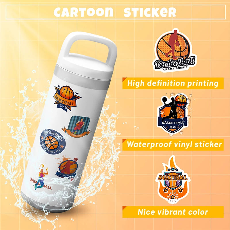 50PCS Trendy Cool Motivational Sport Slam Dunk Cartoon Basketball Stickers