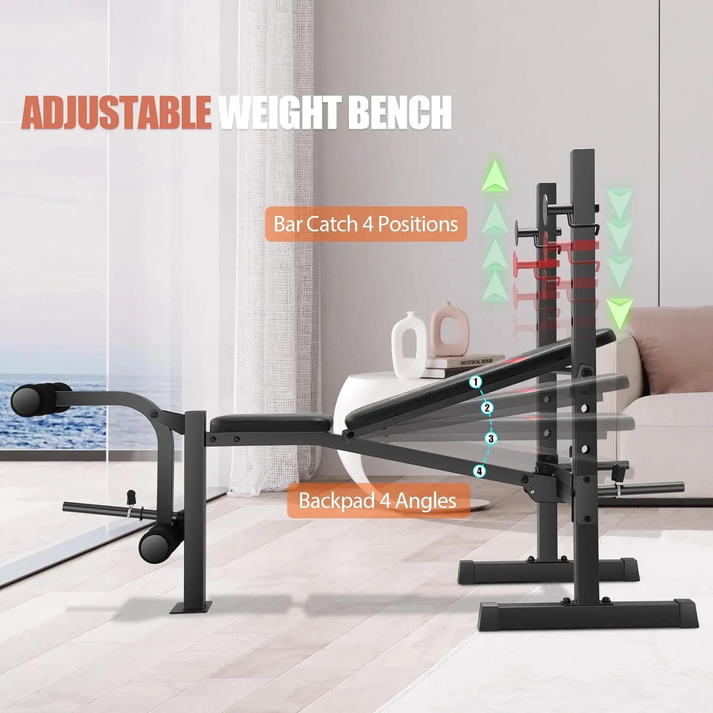 Weight Bench Set with Squat Rack & Leg Extension